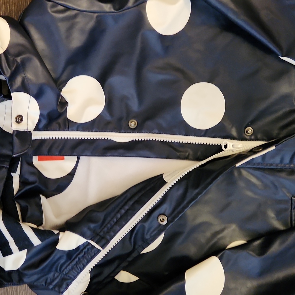 Joe Fresh Blue and White Polka Dot Raincoat - KIDS Large 10/12 JACKET - Picture 3 of 14